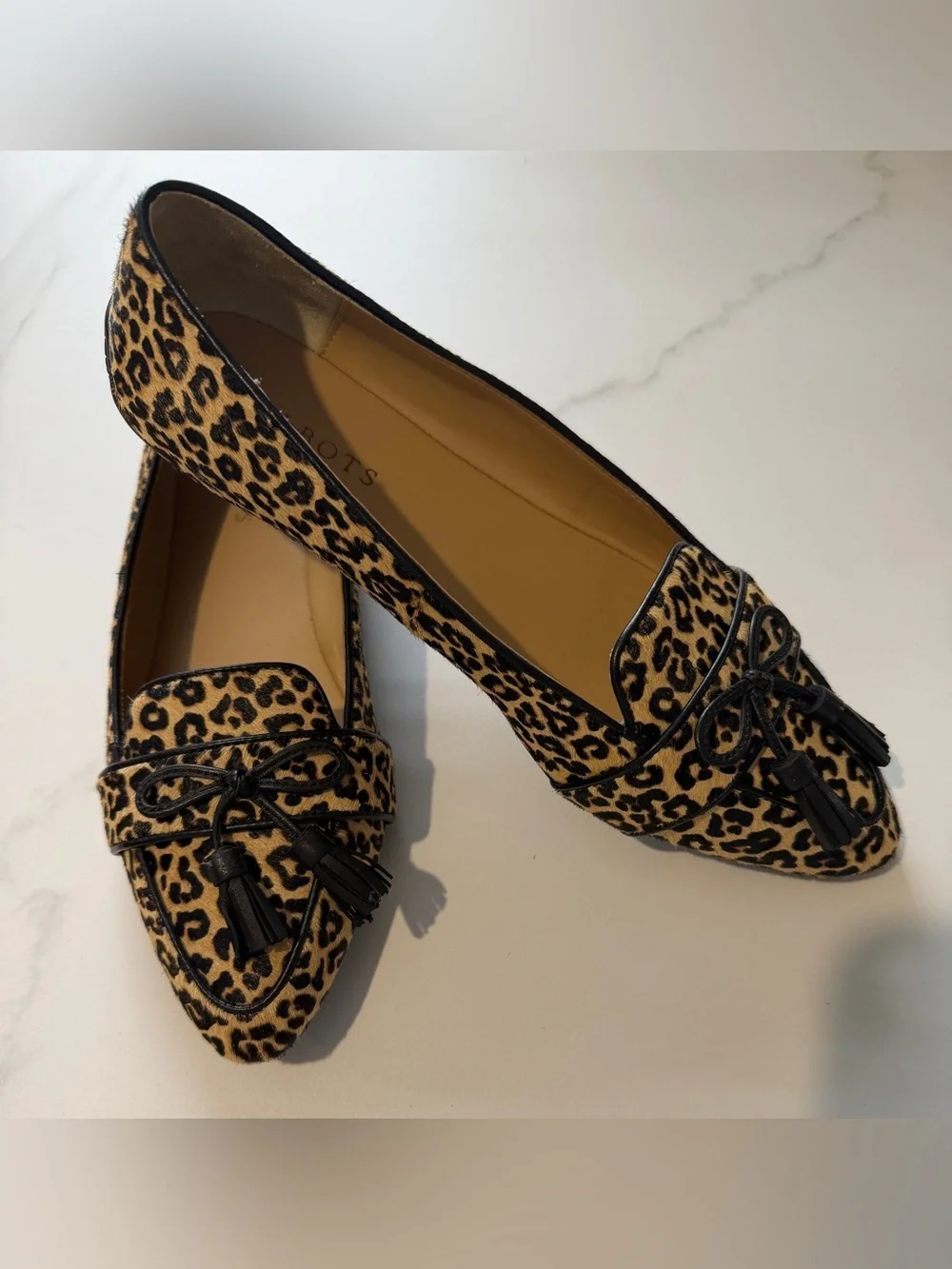 Talbots Leopard Calf Hair- Print Tassel Loafers in Tan and Black - Picture 5 of 6